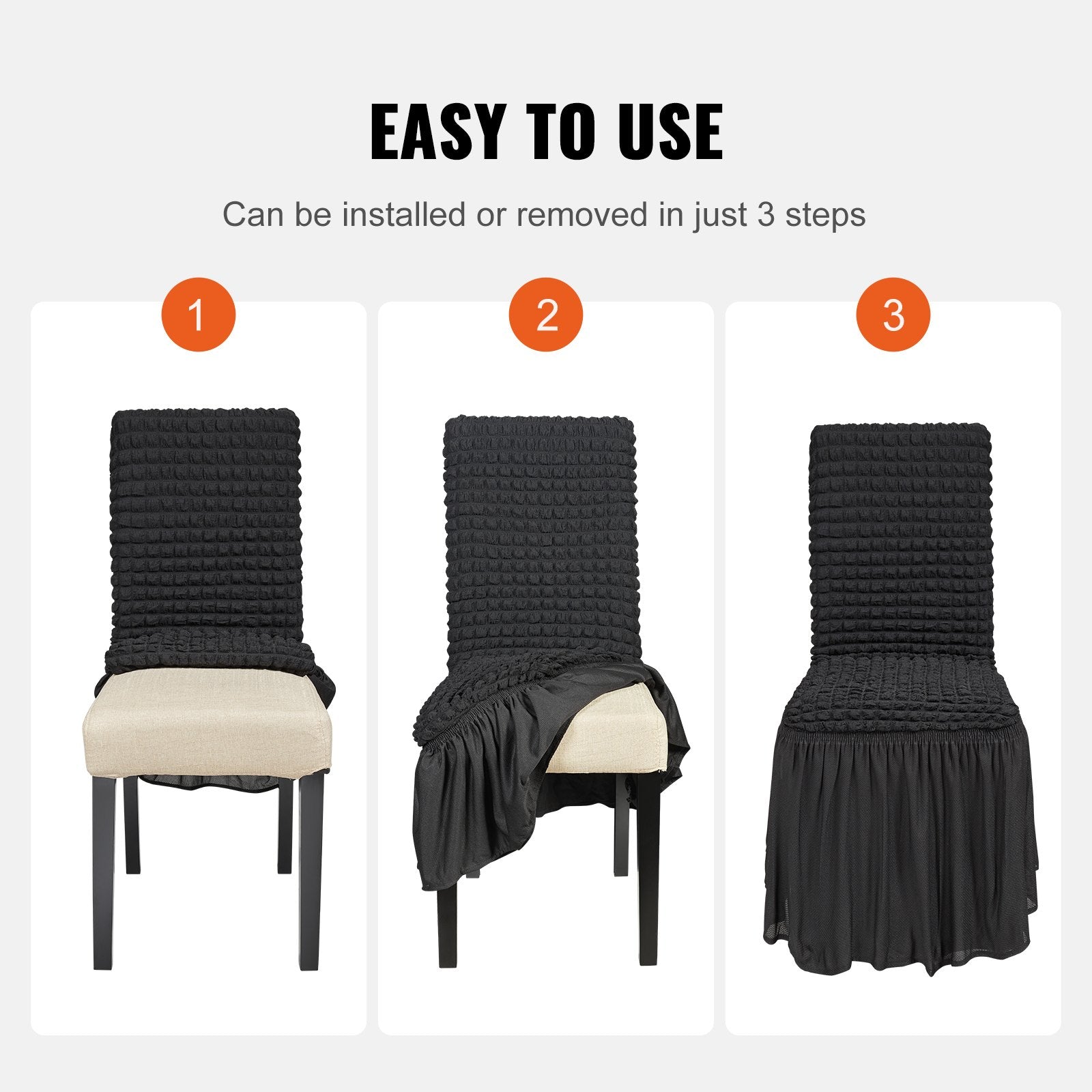 Wedding Favours: VEVOR Stretch Spandex Folding Chair Covers, Universal Fitted Chair Cover with Skirt, Removable Washable Protective Slipcovers, for Wedding, Holiday, Banquet, Party, Celebration, Dining (4 PCS Black)
