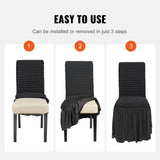 Wedding Favours: VEVOR Stretch Spandex Folding Chair Covers, Universal Fitted Chair Cover with Skirt, Removable Washable Protective Slipcovers, for Wedding, Holiday, Banquet, Party, Celebration, Dining (4 PCS Black)