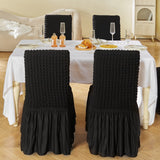 Wedding Favours: VEVOR Stretch Spandex Folding Chair Covers, Universal Fitted Chair Cover with Skirt, Removable Washable Protective Slipcovers, for Wedding, Holiday, Banquet, Party, Celebration, Dining (4 PCS Black)