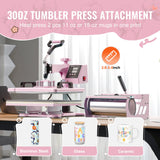 Speciality Appliances: VEVOR Heat Press Machine 12x15 in 8 in 1 with 30oz Tumbler Press T-Shirts Pink