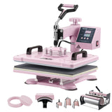 Speciality Appliances: VEVOR Heat Press Machine 12x15 in 8 in 1 with 30oz Tumbler Press T-Shirts Pink