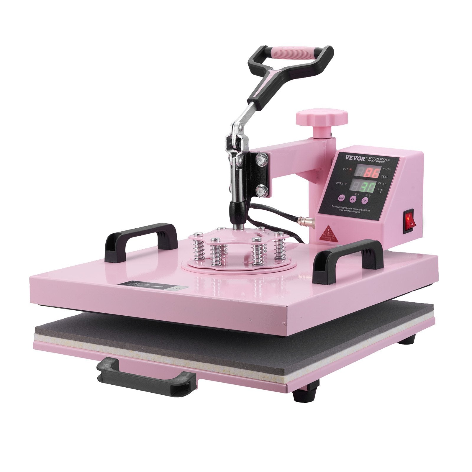 Food Warmers & Chafing Dishes: VEVOR Heat Press Machine, 15 x 15 inch, 5 in 1 Heat Transfer Machine with 30 oz Tumbler Press, 360° Swing Away T-Shirt Pressing, Digital Precise Control, for T-Shirts/Mugs/Hats/Plates, Pink