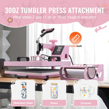 Food Warmers & Chafing Dishes: VEVOR Heat Press Machine, 15 x 15 inch, 5 in 1 Heat Transfer Machine with 30 oz Tumbler Press, 360° Swing Away T-Shirt Pressing, Digital Precise Control, for T-Shirts/Mugs/Hats/Plates, Pink