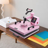 Food Warmers & Chafing Dishes: VEVOR Heat Press Machine, 15 x 15 inch, 5 in 1 Heat Transfer Machine with 30 oz Tumbler Press, 360° Swing Away T-Shirt Pressing, Digital Precise Control, for T-Shirts/Mugs/Hats/Plates, Pink