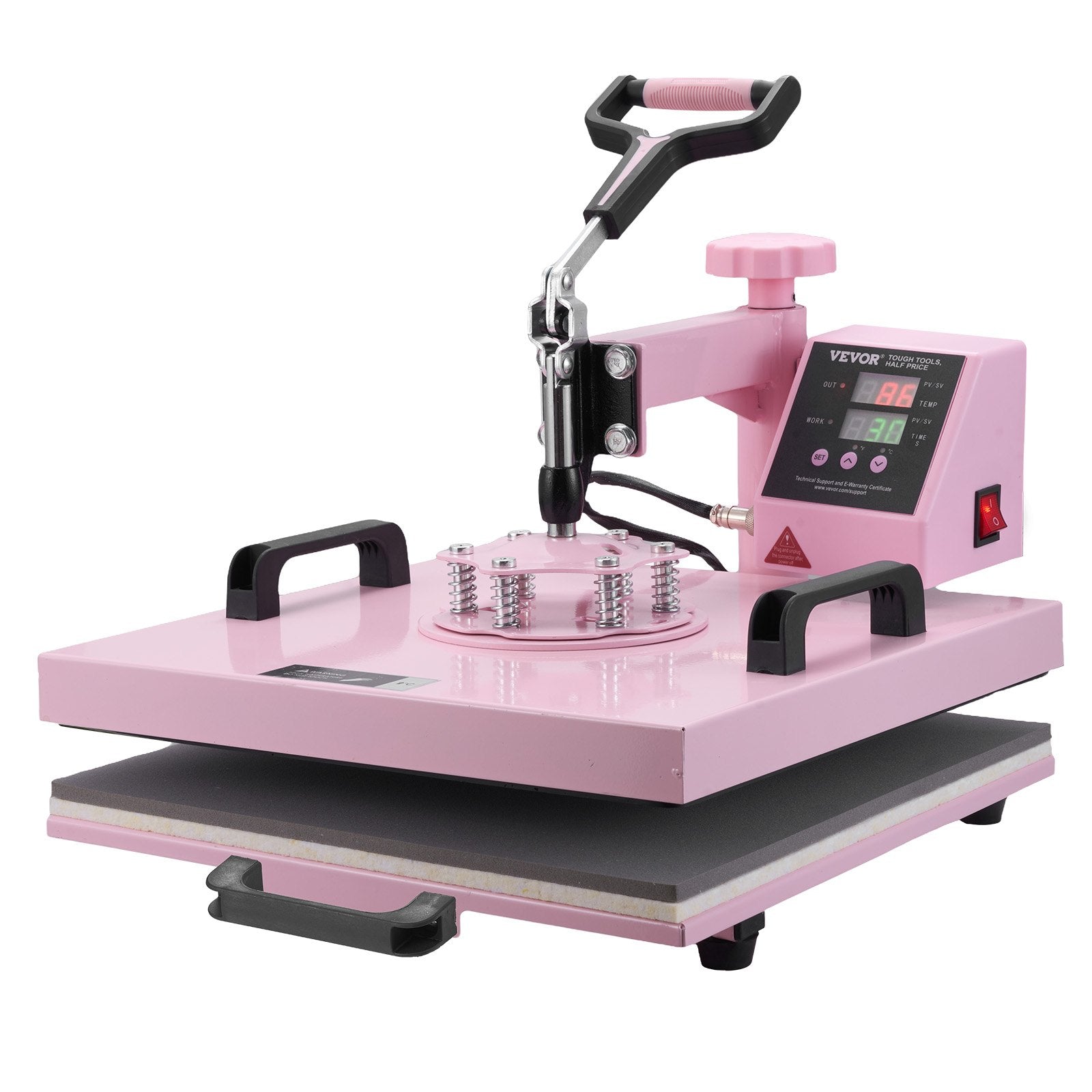 Food Warmers & Chafing Dishes: VEVOR Heat Press Machine, 15 x 15 inch, 5 in 1 Heat Transfer Machine with 30 oz Tumbler Press, 360° Swing Away T-Shirt Pressing, Digital Precise Control, for T-Shirts/Mugs/Hats/Plates, Pink