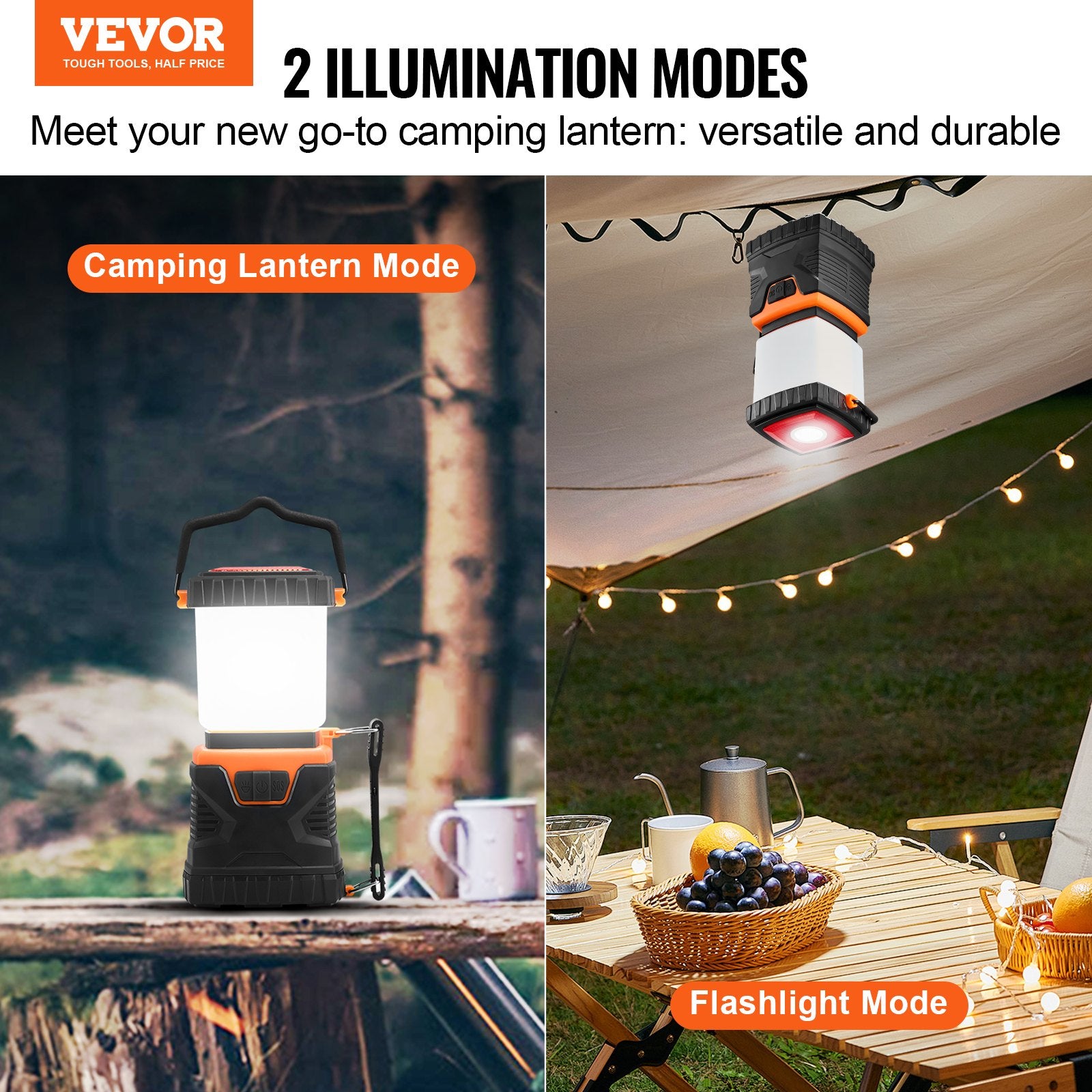Camping Lights & Lanterns: VEVOR LED Camping Lantern Battery Powered All-in-one for Exceptional Experience