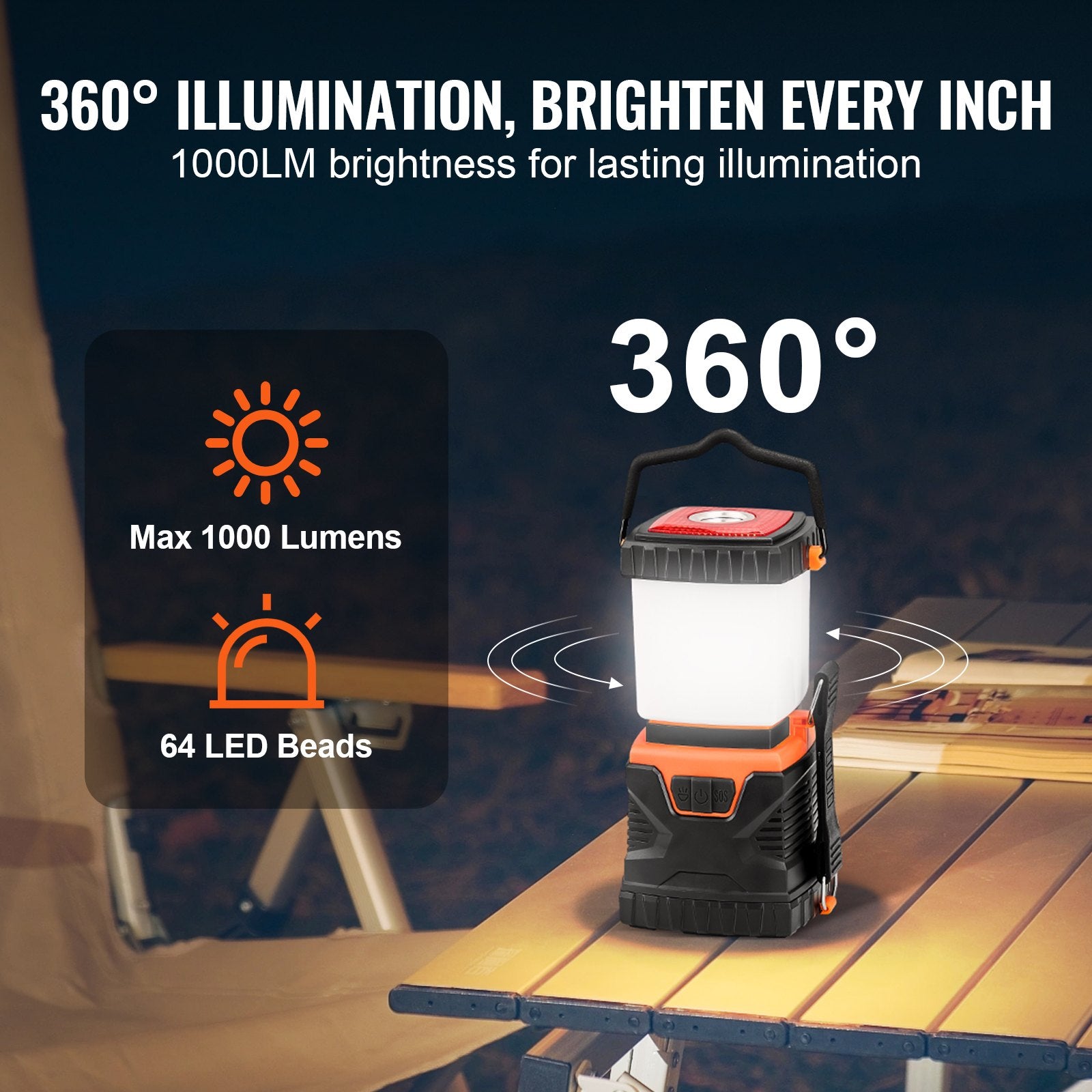 Camping Lights & Lanterns: VEVOR LED Camping Lantern Battery Powered All-in-one for Exceptional Experience