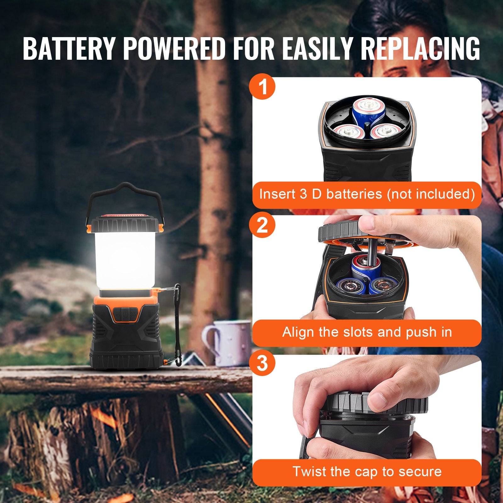 Camping Lights & Lanterns: VEVOR LED Camping Lantern Battery Powered All-in-one for Exceptional Experience