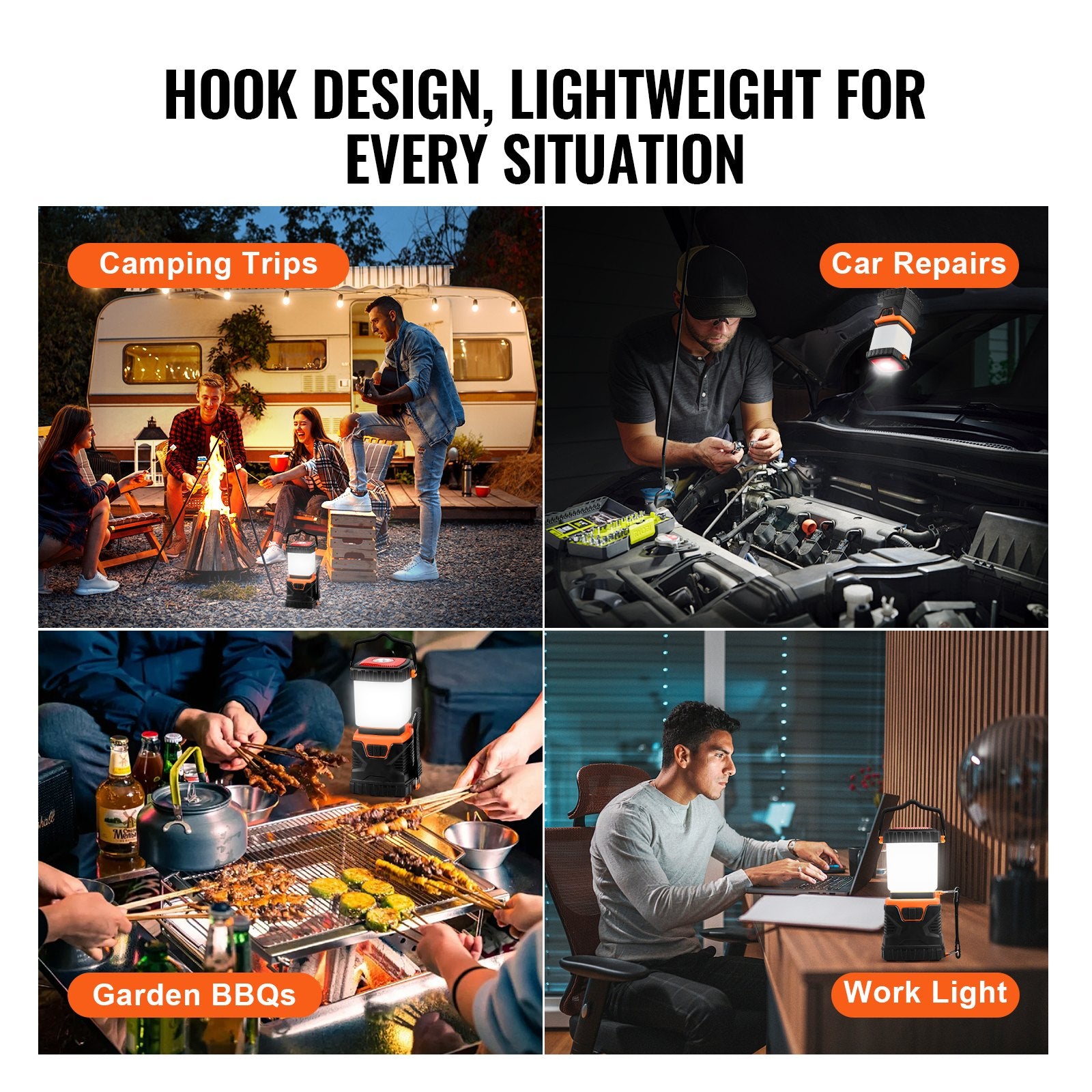 Camping Lights & Lanterns: VEVOR LED Camping Lantern Battery Powered All-in-one for Exceptional Experience