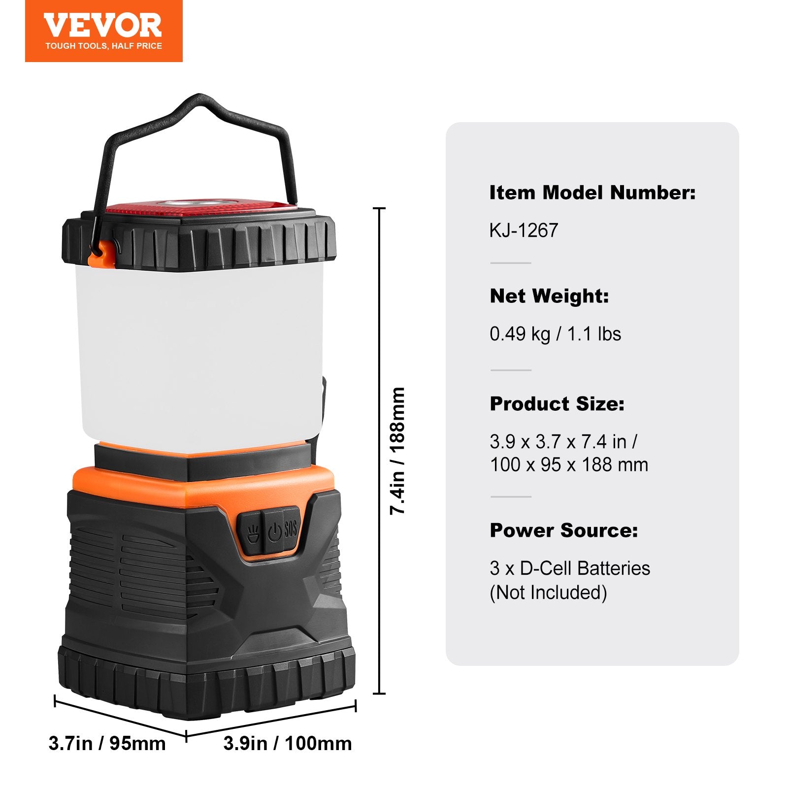 Camping Lights & Lanterns: VEVOR LED Camping Lantern Battery Powered All-in-one for Exceptional Experience
