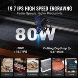 Gardening Tools: VEVOR 80W CO2 Laser Engraver, 500 x 700 mm, 19.7 IPS Laser Cutter Machine with 2-Way Pass Air Assist, Compatible with LightBurn, CorelDRAW, AutoCAD, Windows, Mac OS, Linux, for Wood Acrylic Fabric
