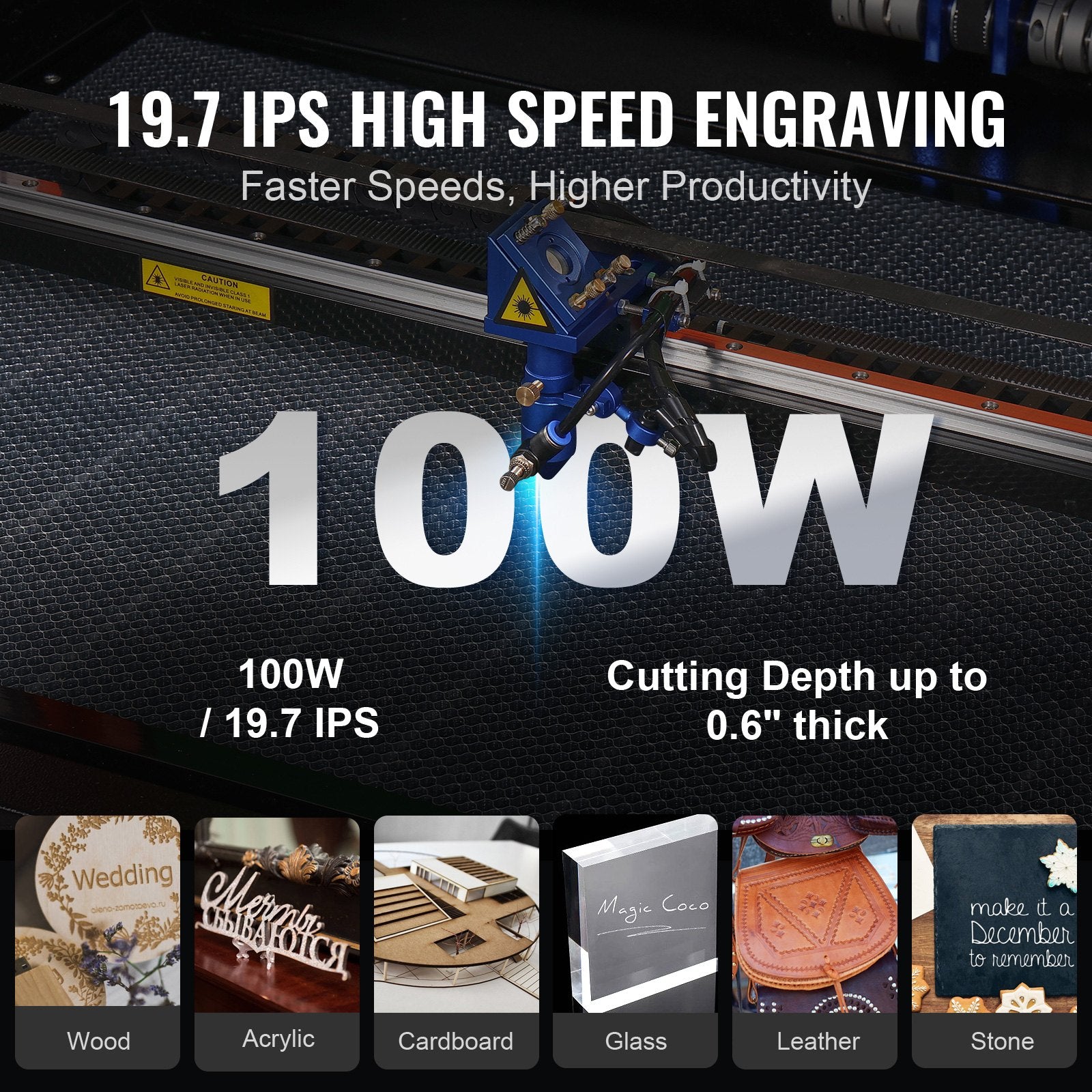 Desks: VEVOR 100W CO2 Laser Engraver Engraving Carving Print Machine 600x900 mm Workbed