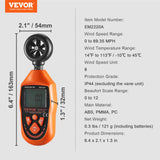 Monitoring & Testing: VEVOR Handheld Anemometer, -10℃ to 45℃, Digital Wind Speed Meter Gauge with LED Backlight Screen, Measures Wind Velocity Wind Temperature Air Flow Wind Chill, for Sailing Surfing Drone Flying HVAC