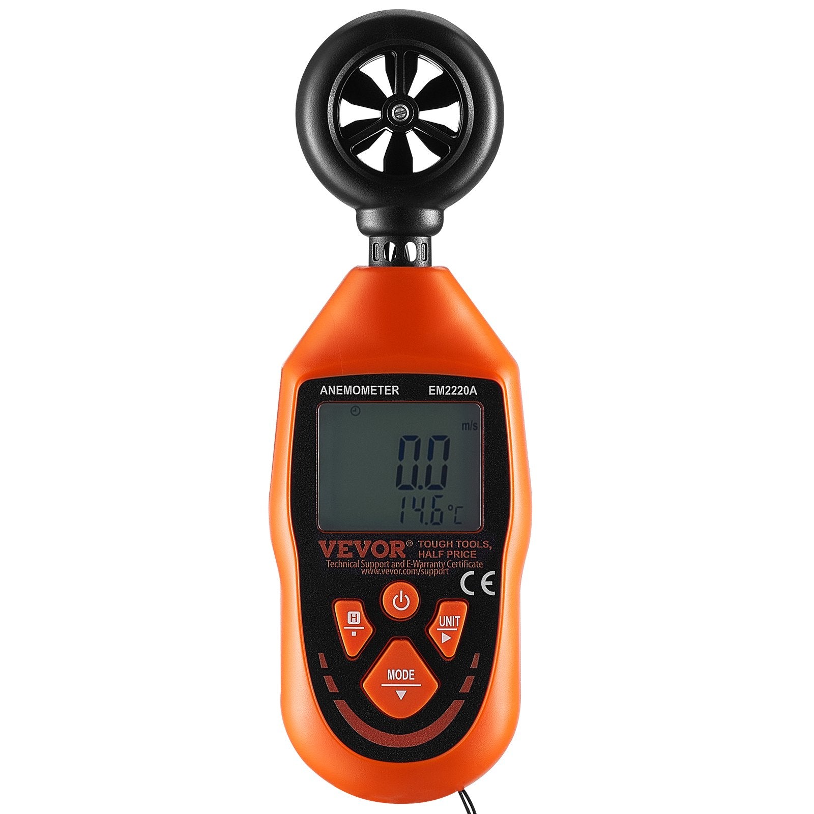 Monitoring & Testing: VEVOR Handheld Anemometer, -10℃ to 45℃, Digital Wind Speed Meter Gauge with LED Backlight Screen, Measures Wind Velocity Wind Temperature Air Flow Wind Chill, for Sailing Surfing Drone Flying HVAC