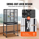 Bird Cages & Stands: VEVOR 54 inch Standing Large Bird Cage, Carbon Steel Flight Bird Cage for Parakeets, Cockatiels, Parrots, Macaw with Rolling Stand and Tray