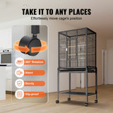 Bird Cages & Stands: VEVOR 54 inch Standing Large Bird Cage, Carbon Steel Flight Bird Cage for Parakeets, Cockatiels, Parrots, Macaw with Rolling Stand and Tray