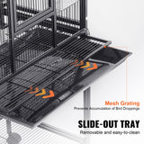 Bird Cages & Stands: VEVOR 54 inch Standing Large Bird Cage, Carbon Steel Flight Bird Cage for Parakeets, Cockatiels, Parrots, Macaw with Rolling Stand and Tray