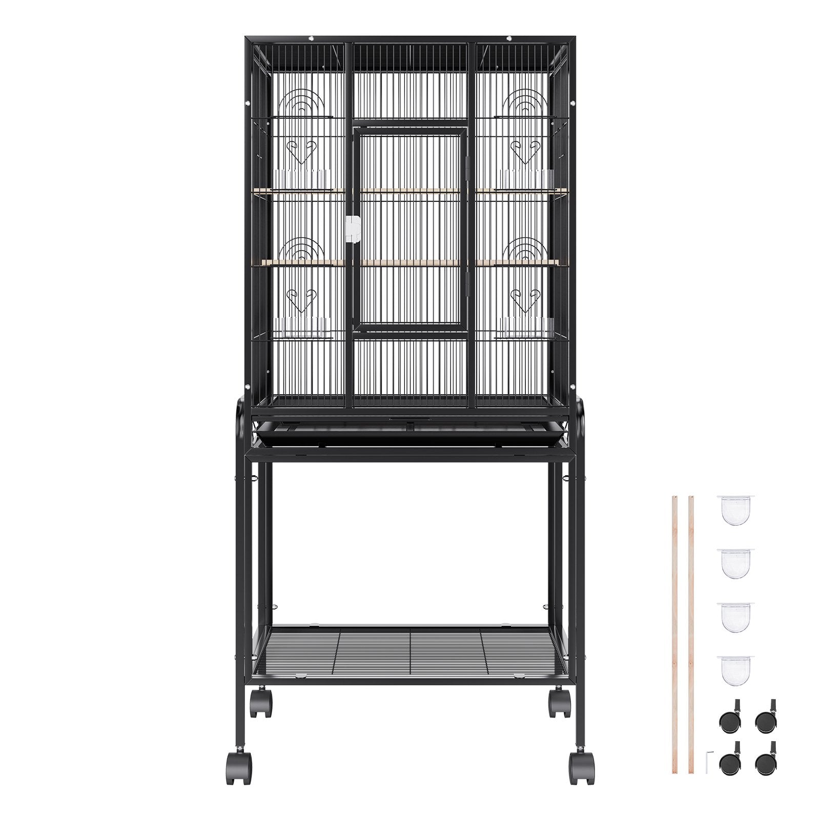 Bird Cages & Stands: VEVOR 54 inch Standing Large Bird Cage, Carbon Steel Flight Bird Cage for Parakeets, Cockatiels, Parrots, Macaw with Rolling Stand and Tray