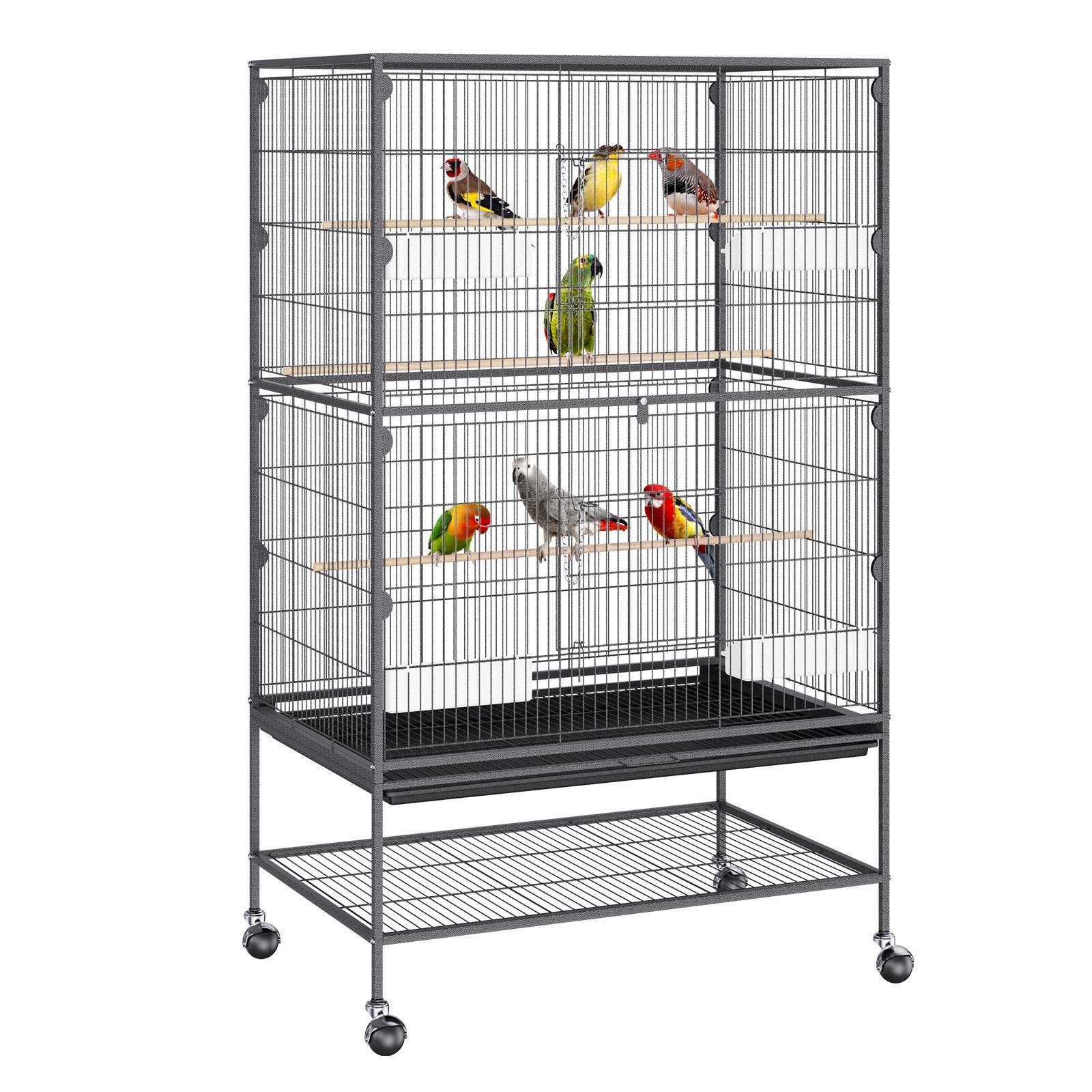 Bird Cages & Stands: VEVOR 52 inch Standing Large Bird Cage, Carbon Steel Flight Bird Cage for Parakeets, Cockatiels, Parrots, Macaw with Rolling Stand and Tray