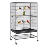 Bird Cages & Stands: VEVOR 52 inch Standing Large Bird Cage, Carbon Steel Flight Bird Cage for Parakeets, Cockatiels, Parrots, Macaw with Rolling Stand and Tray