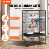 Bird Cages & Stands: VEVOR 52 inch Standing Large Bird Cage, Carbon Steel Flight Bird Cage for Parakeets, Cockatiels, Parrots, Macaw with Rolling Stand and Tray