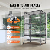 Bird Cages & Stands: VEVOR 52 inch Standing Large Bird Cage, Carbon Steel Flight Bird Cage for Parakeets, Cockatiels, Parrots, Macaw with Rolling Stand and Tray