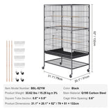 Bird Cages & Stands: VEVOR 52 inch Standing Large Bird Cage, Carbon Steel Flight Bird Cage for Parakeets, Cockatiels, Parrots, Macaw with Rolling Stand and Tray
