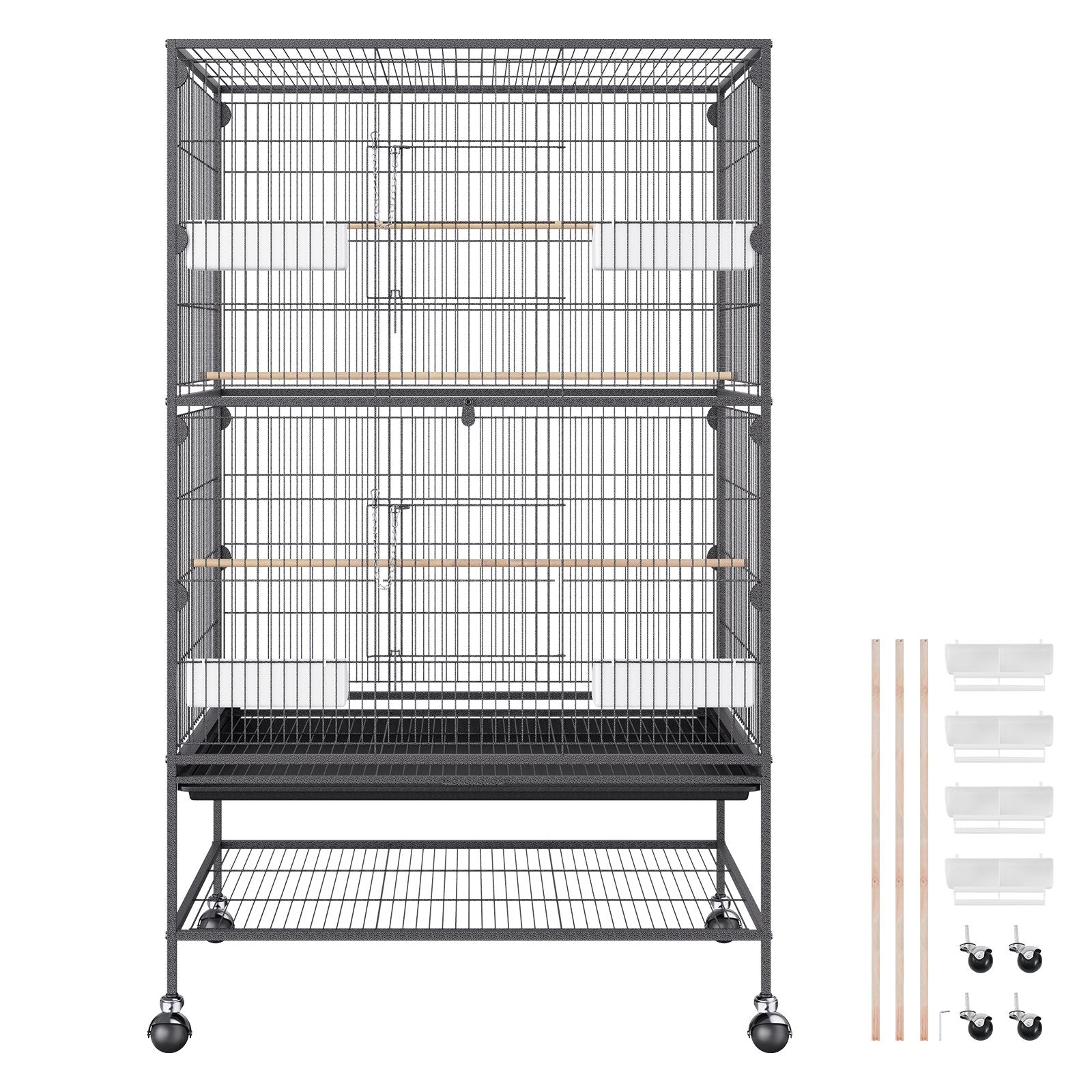 Bird Cages & Stands: VEVOR 52 inch Standing Large Bird Cage, Carbon Steel Flight Bird Cage for Parakeets, Cockatiels, Parrots, Macaw with Rolling Stand and Tray