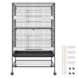 Bird Cages & Stands: VEVOR 52 inch Standing Large Bird Cage, Carbon Steel Flight Bird Cage for Parakeets, Cockatiels, Parrots, Macaw with Rolling Stand and Tray