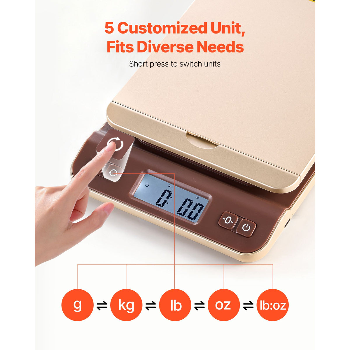 Digital Shipping Postal Scale, 2 g High Accuracy, 40 kg Postal Scale with Hold/Tare/Auto-off Function, Flip Holder Design & Easy Calibration, Fit for Home and Office Use, Battery Included