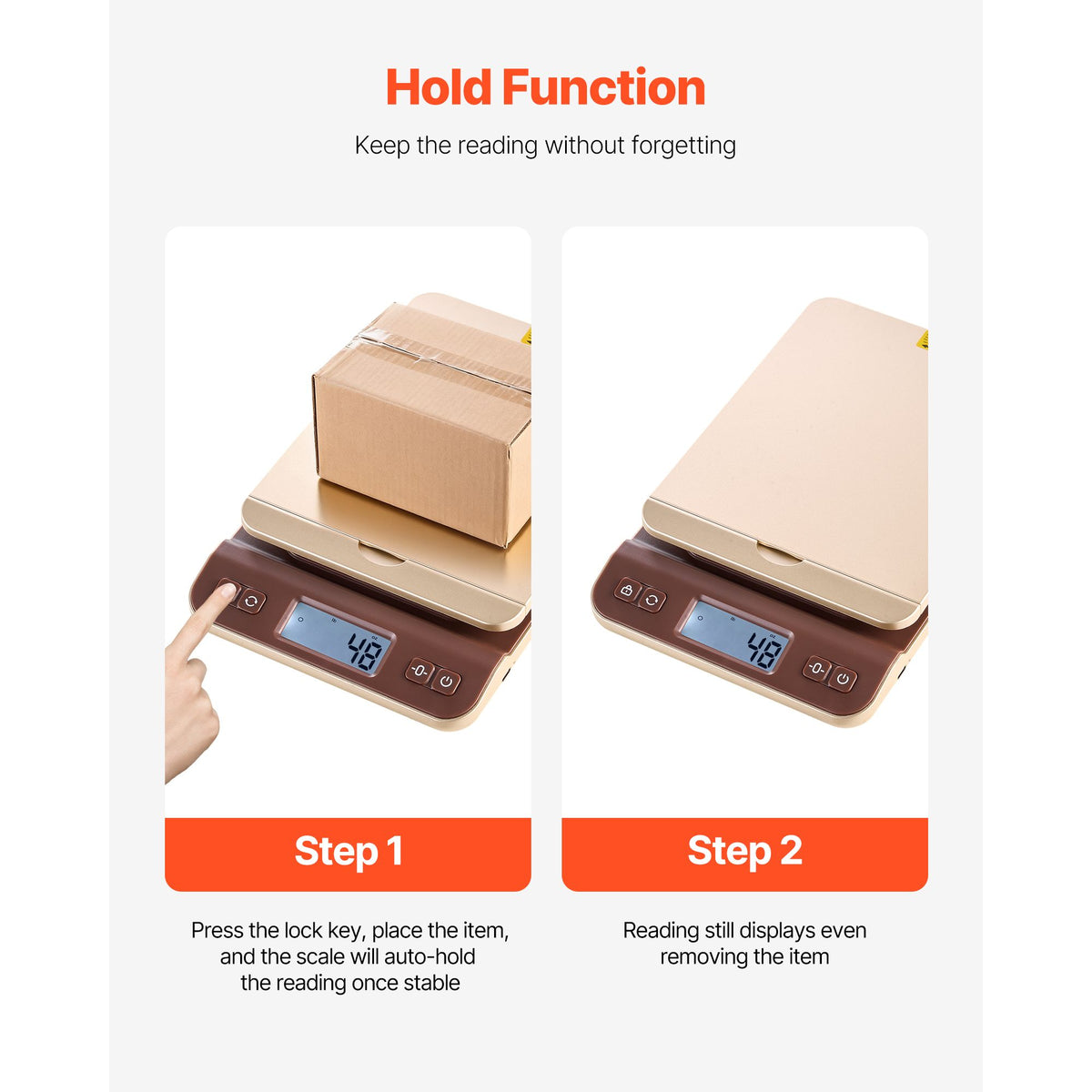 Digital Shipping Postal Scale, 2 g High Accuracy, 40 kg Postal Scale with Hold/Tare/Auto-off Function, Flip Holder Design & Easy Calibration, Fit for Home and Office Use, Battery Included