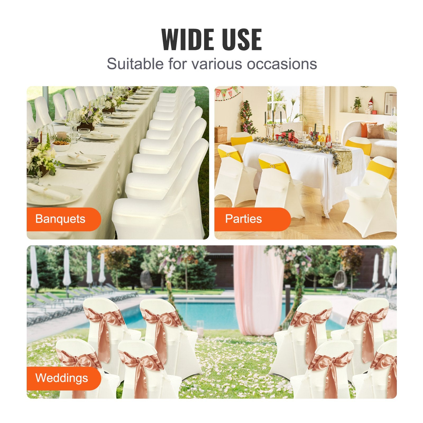 Women's Uggs & Slippers: VEVOR Stretch Spandex Folding Chair Covers, Universal Fitted Chair Cover, Removable Washable Protective Slipcovers, for Wedding, Holiday, Banquet, Party, Celebration, Dining (30PCS Ivory White)