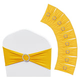 Dining Set: VEVOR Stretch Spandex Chair Sashes, Chair Slipcover and Stretch Chair Sash with Round Buckle, Elastic Chair Bands, Fitting Wedding, Holiday, Banquet, Party Chair Decoration (50 PCS Golden Yellow)