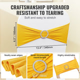 Dining Set: VEVOR Stretch Spandex Chair Sashes, Chair Slipcover and Stretch Chair Sash with Round Buckle, Elastic Chair Bands, Fitting Wedding, Holiday, Banquet, Party Chair Decoration (50 PCS Golden Yellow)