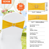 Dining Set: VEVOR Stretch Spandex Chair Sashes, Chair Slipcover and Stretch Chair Sash with Round Buckle, Elastic Chair Bands, Fitting Wedding, Holiday, Banquet, Party Chair Decoration (50 PCS Golden Yellow)