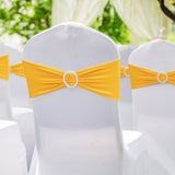 Dining Set: VEVOR Stretch Spandex Chair Sashes, Chair Slipcover and Stretch Chair Sash with Round Buckle, Elastic Chair Bands, Fitting Wedding, Holiday, Banquet, Party Chair Decoration (50 PCS Golden Yellow)
