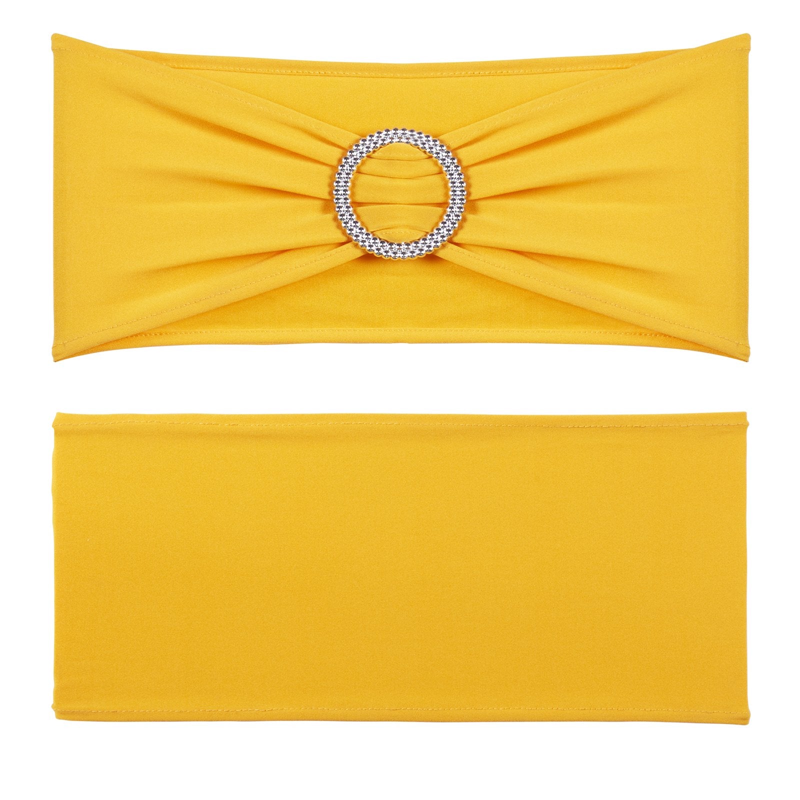 Dining Set: VEVOR Stretch Spandex Chair Sashes, Chair Slipcover and Stretch Chair Sash with Round Buckle, Elastic Chair Bands, Fitting Wedding, Holiday, Banquet, Party Chair Decoration (50 PCS Golden Yellow)