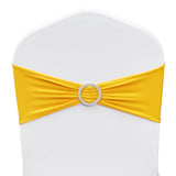 Dining Set: VEVOR Stretch Spandex Chair Sashes, Chair Slipcover and Stretch Chair Sash with Round Buckle, Elastic Chair Bands, Fitting Wedding, Holiday, Banquet, Party Chair Decoration (50 PCS Golden Yellow)