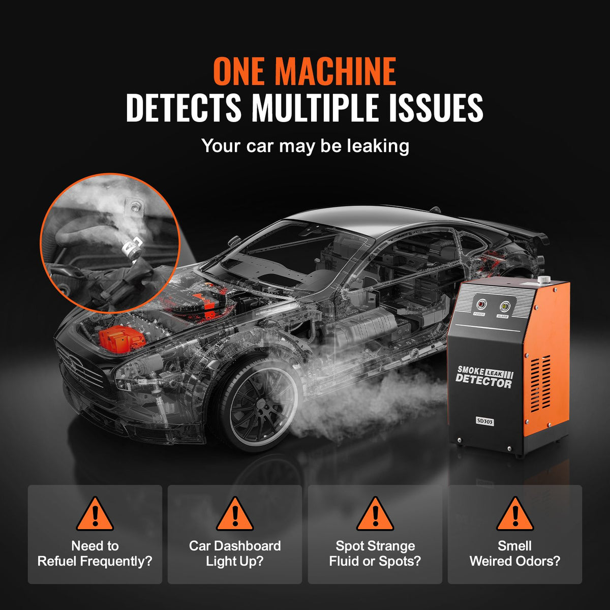 Automotive Smoke Machine Leak Detector, EVAP Smoke Machine Leak Tester with Built-in Air Pump, Dual-Mode Vacuum Pipeline Fuel Diagnostic Detector for DC12V Cars, Motorcycles, Trucks, Boats, ATVs