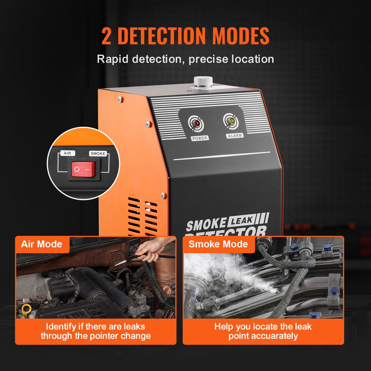 Automotive Smoke Machine Leak Detector, EVAP Smoke Machine Leak Tester with Built-in Air Pump, Dual-Mode Vacuum Pipeline Fuel Diagnostic Detector for DC12V Cars, Motorcycles, Trucks, Boats, ATVs