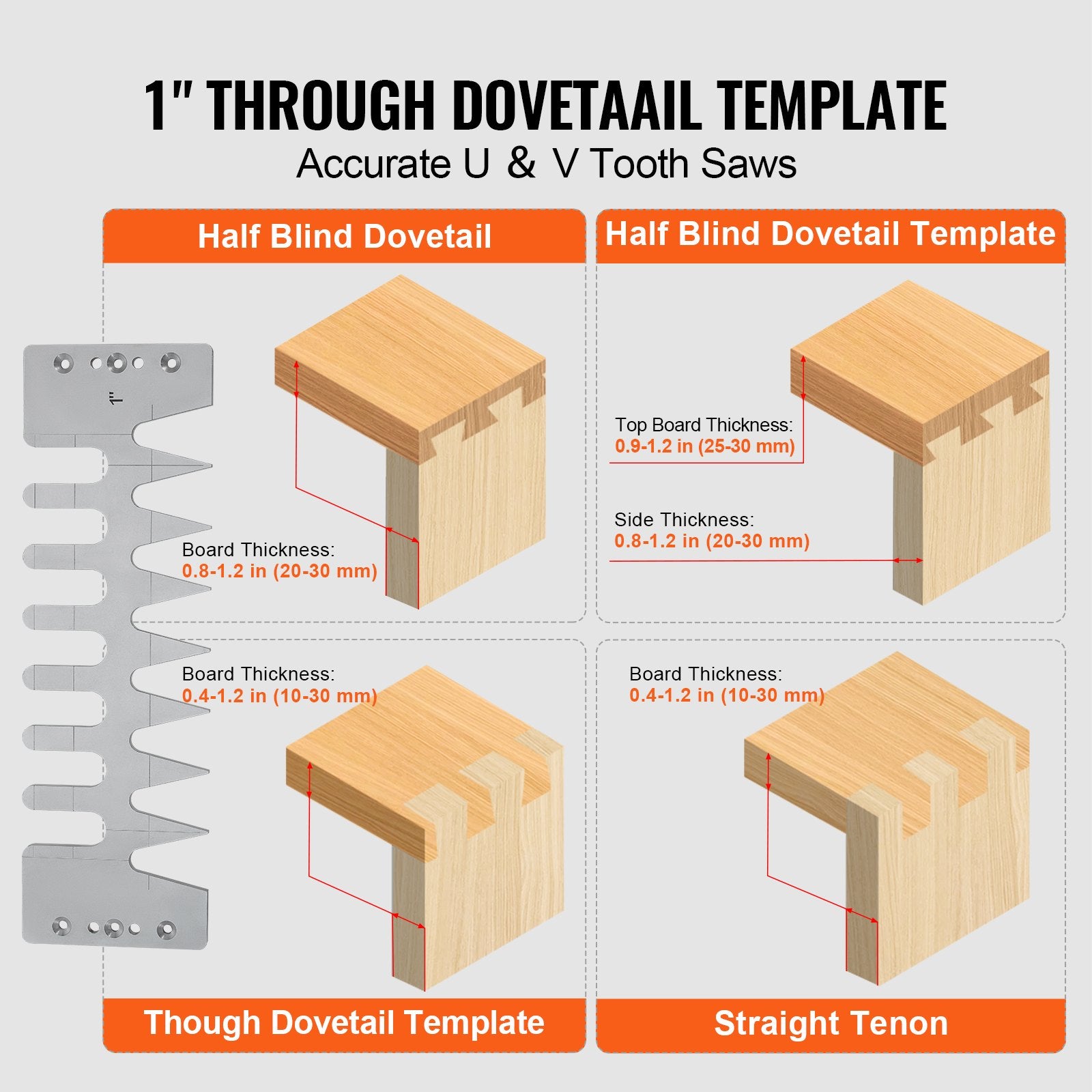 Hand Tools: VEVOR Dovetail Jig, 310 mm Width, Dove Tailing Router Jigs with 4 Router Bits & 6 Templates, Precise Alignment Dove Tail Jig, Mortise and Tenon Woodworking Tools for Furniture & Wood Cabinet Making