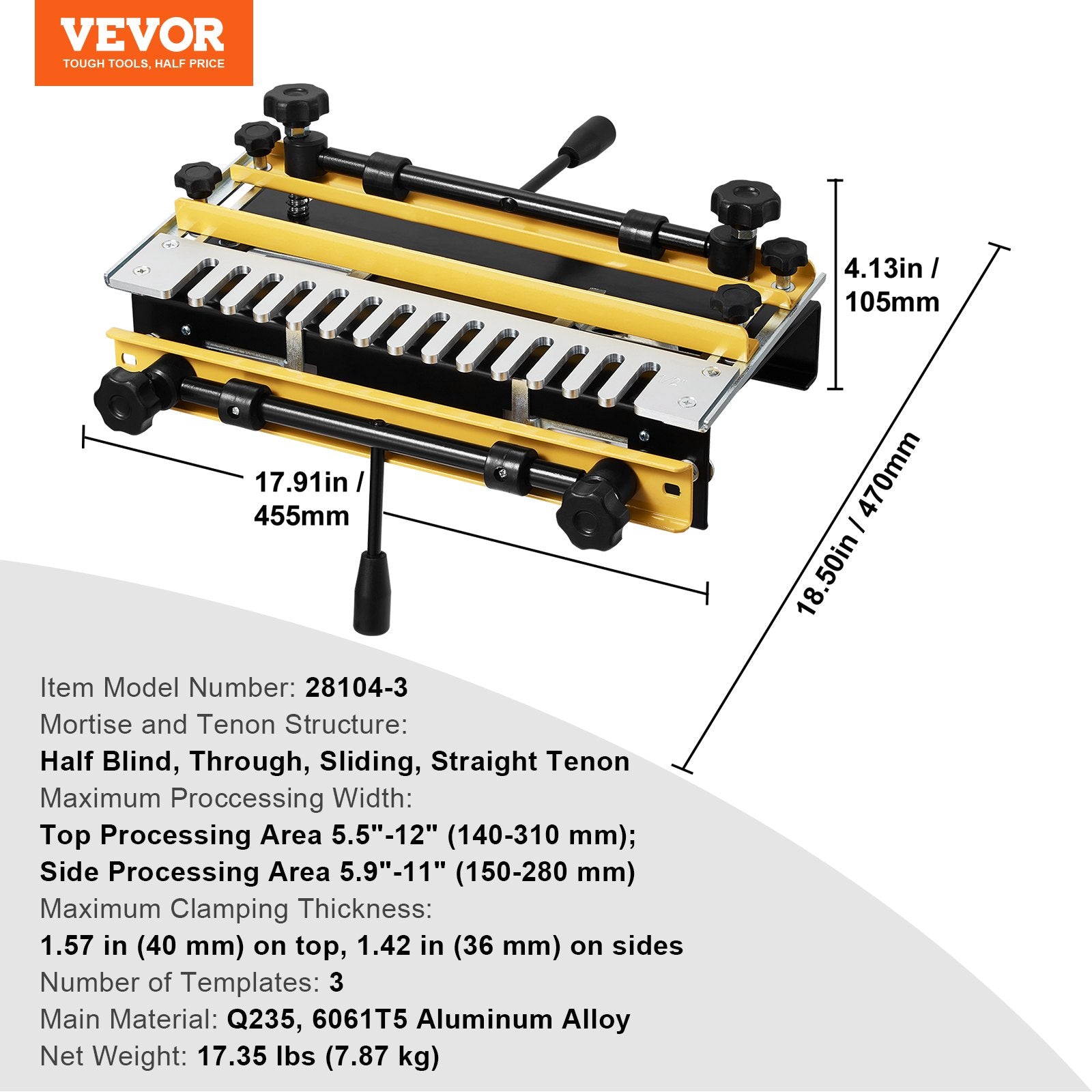 Hand Tools: VEVOR Dovetail Jig, 310 mm Width, Dove Tailing Router Jigs with 4 Router Bits & 6 Templates, Precise Alignment Dove Tail Jig, Mortise and Tenon Woodworking Tools for Furniture & Wood Cabinet Making
