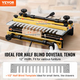 Sanding Accessories: VEVOR Dovetail Jig, 310 mm Width, Dove Tailing Router Jigs with Router Bit & 1/2” Template, Precise Alignment Dove Tail Jig, Mortise and Tenon Jig Woodworking Tools for Furniture & Wood Cabinet Making