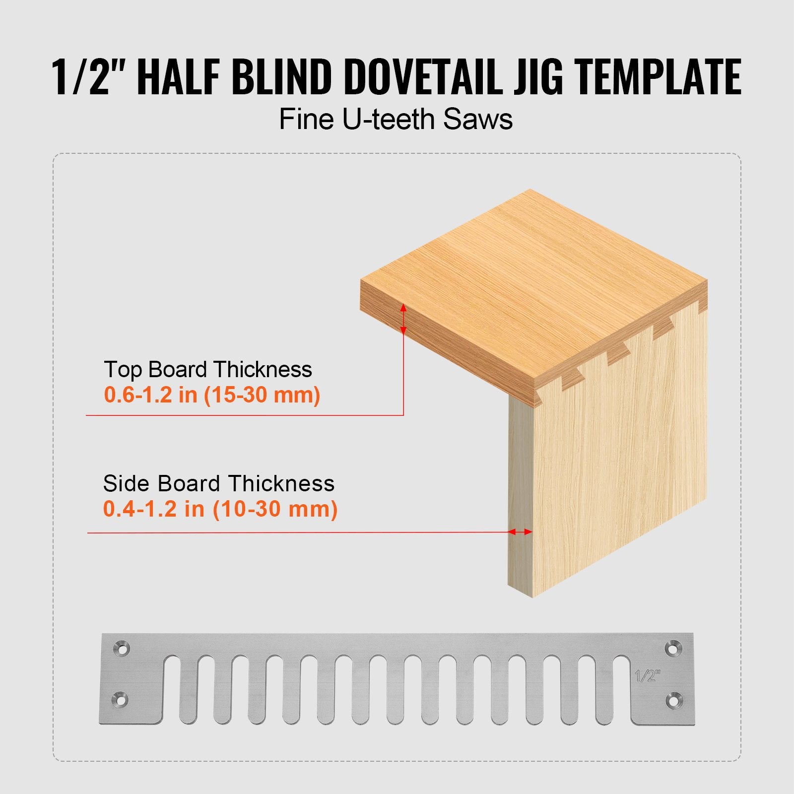 Sanding Accessories: VEVOR Dovetail Jig, 310 mm Width, Dove Tailing Router Jigs with Router Bit & 1/2” Template, Precise Alignment Dove Tail Jig, Mortise and Tenon Jig Woodworking Tools for Furniture & Wood Cabinet Making
