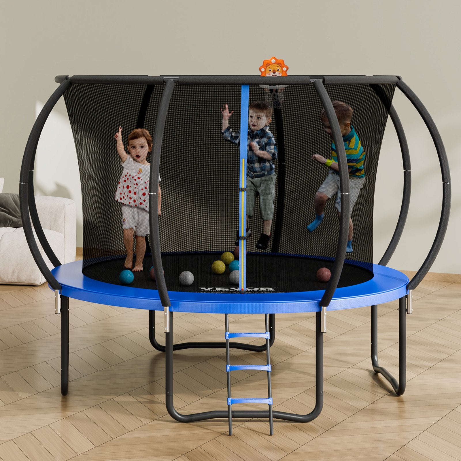 Trampolines & Accessories: VEVOR 10FT Trampoline, 330 lbs Trampoline with Enclosure Net, Ladder, and Curved Pole, Heavy Duty Trampoline with Jumping Mat and Spring Cover Padding, Outdoor Recreational Trampolines for Kids Adults