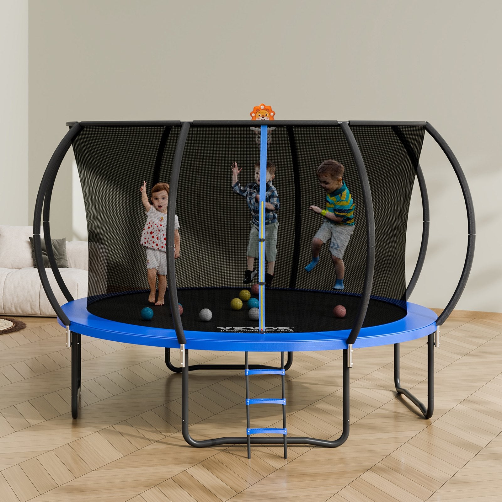 3.66m Trampoline, 181 kg Trampoline with Enclosure Net, Ladder, and Curved Pole, Heavy Duty Trampoline with Jumping Mat and Spring Cover Padding, Outdoor Recreational Trampolines for Kids Adults