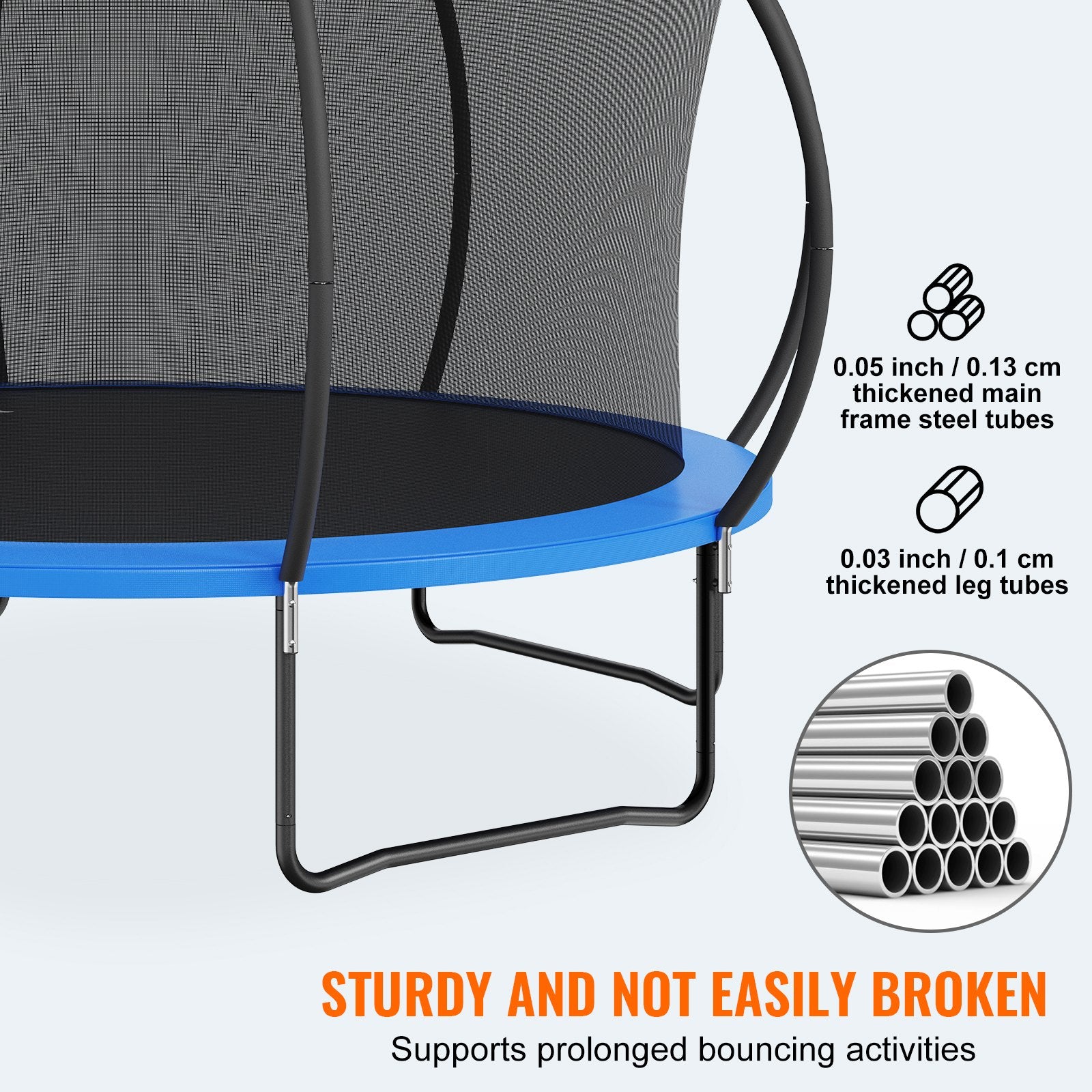 Trampolines & Accessories: VEVOR 14FT Trampoline, 450 lbs Trampoline with Enclosure Net, Ladder, and Curved Pole, Heavy Duty Trampoline with Jumping Mat and Spring Cover Padding, Outdoor Recreational Trampolines for Kids Adults
