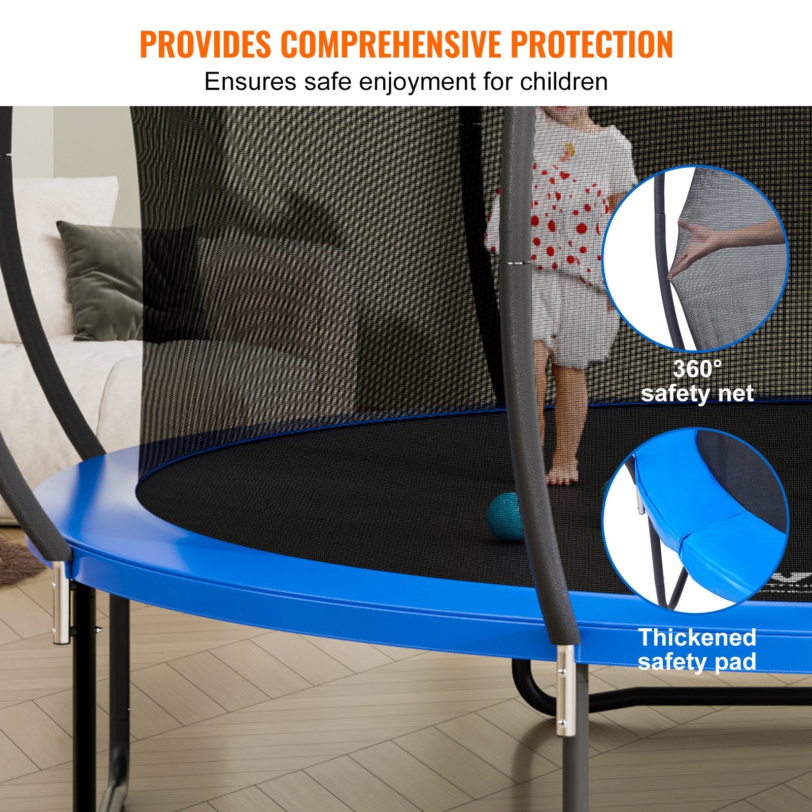 Trampolines & Accessories: VEVOR 14FT Trampoline, 450 lbs Trampoline with Enclosure Net, Ladder, and Curved Pole, Heavy Duty Trampoline with Jumping Mat and Spring Cover Padding, Outdoor Recreational Trampolines for Kids Adults