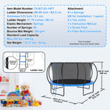 Trampolines & Accessories: VEVOR 14FT Trampoline, 450 lbs Trampoline with Enclosure Net, Ladder, and Curved Pole, Heavy Duty Trampoline with Jumping Mat and Spring Cover Padding, Outdoor Recreational Trampolines for Kids Adults