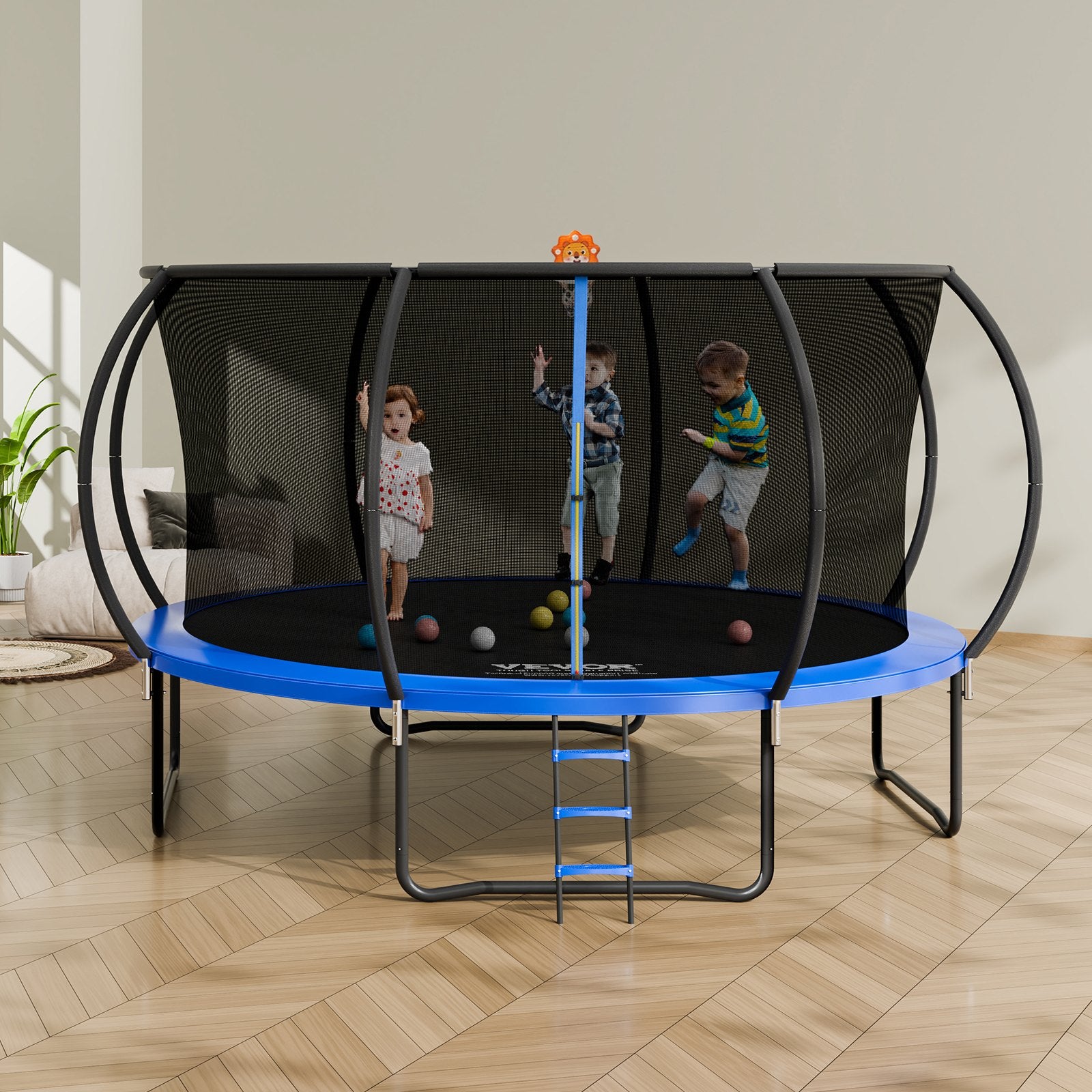 Trampolines & Accessories: VEVOR 14FT Trampoline, 450 lbs Trampoline with Enclosure Net, Ladder, and Curved Pole, Heavy Duty Trampoline with Jumping Mat and Spring Cover Padding, Outdoor Recreational Trampolines for Kids Adults